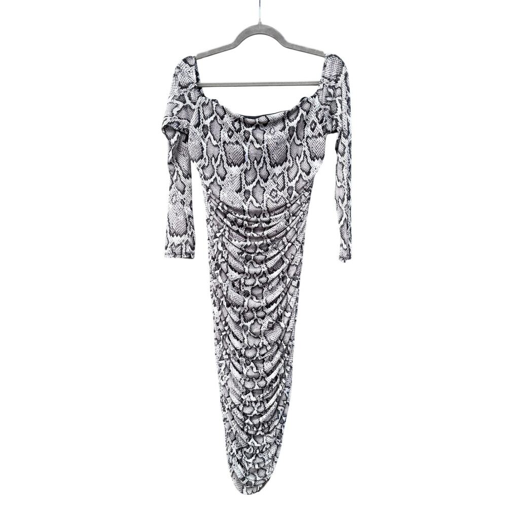 AFRM Sienna off shoulder snakeskin midi bodycon dress Small S